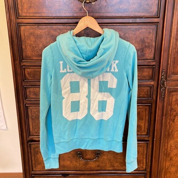 PINK woman’s light blue zip up hoodie - Picture 7 of 10
